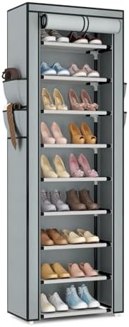 VILICK Shoe Rack with Cover Narrow Shoe Rack Organizer with 4 Side Pockets 10 by VILICK