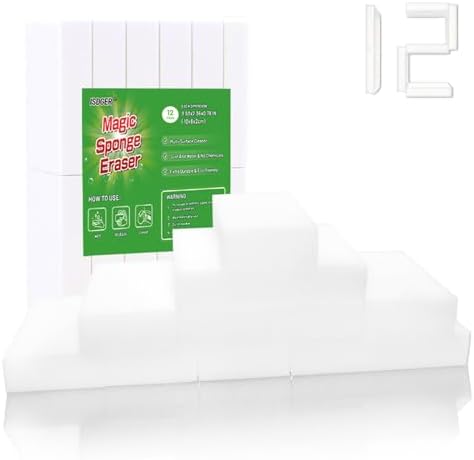Magic Sponge Eraser, 12 Pack Melamine Sponge, GRS Certified by ISDGER