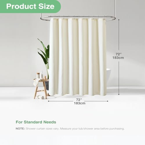 Dynamene Waffle Shower Curtain 256 GSM Heavy Duty Fabric 72x72 Cream/Ivory - Image 4