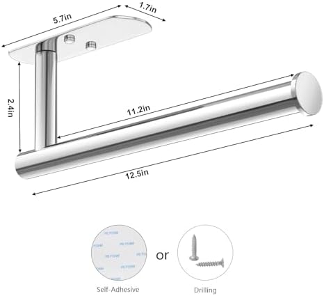 VAEHOLD Self Adhesive Paper Towel Holder Under Cabinet Mount, Wall Mounted - Image 4