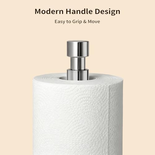 YUMORE Heavy Duty Paper Towel Holder Countertop Weighted Base Chrome - Image 4