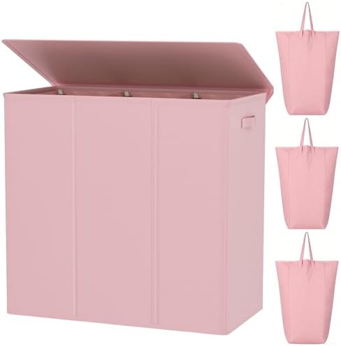 WOWLIVE 180L Laundry Hamper 3 Section, Large Laundry Basket by WOWLIVE