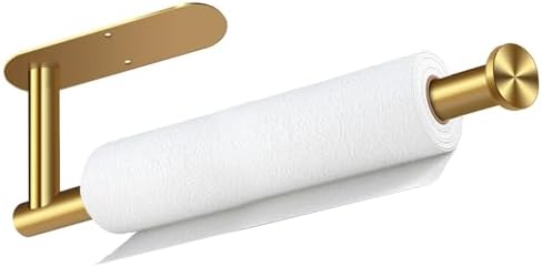 Gold Paper Towel Holder, Self Adhesive Paper Towel Holder Under Cabinet by ProvideThePerfectChoice
