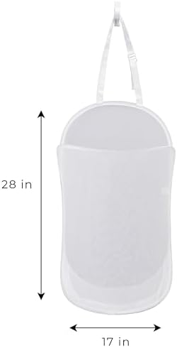Smart Design Deluxe Mesh Over The Door Pop Up Hamper w/ Hook & Adjustable Strap - Image 4