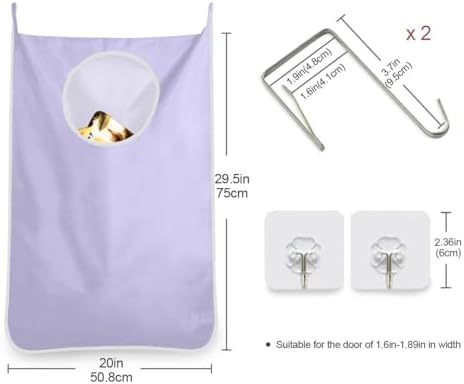 2PCS Purple Hanging Laundry Hamper Bag Over the Door Laundry Hamper Wall Hamper - Image 3
