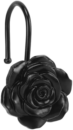 Metal Rose Shower Curtain Hooks, Rust-Resistant Hooks by GNUEYART