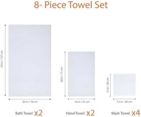 Amazon Basics 100% Cotton Soft Quick-Dry 8-Piece Towel Set, Bath Towels - Image 4