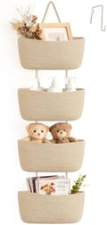 Dahey Over The Door Hanging Basket Storage 4-Tier Woven Wall Basket by Dahey