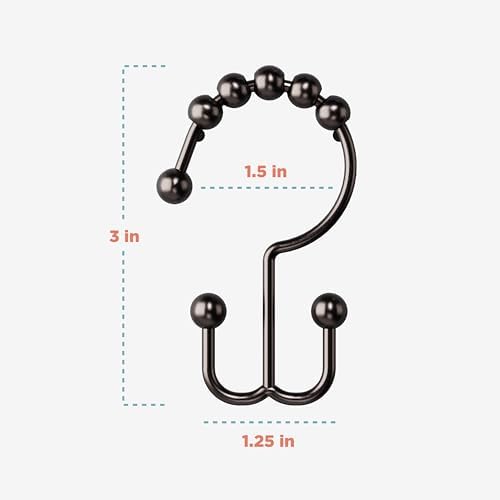 Zenna Home Metal Double Glide Shower Rings, Oil Rubbed Bronze – Set of 12 Heavy - Image 5