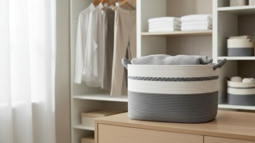 Extra large laundry basket woven from natural cotton rope - Image 7