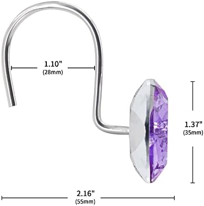 Purple Diamond Crystal Bling Shower Curtain Hooks Rings - Image 5