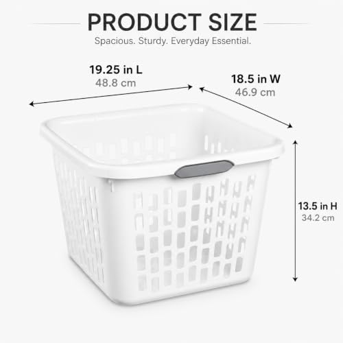 White Laundry Basket 1.5 Bushel Square - Image 3