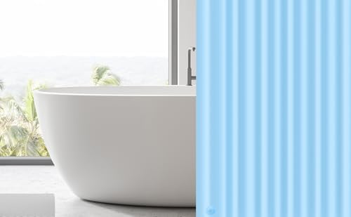 EHZNZIE Light Blue Shower Curtain Liner 72x72, PEVA Waterproof Bath Curtain - Image 7