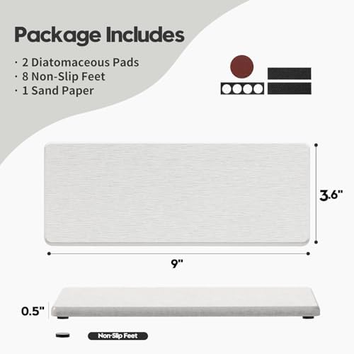 2PCS Beige Bathroom Sink Vanity Trays, Water Absorbing Diatomite Stone Drying - Image 2