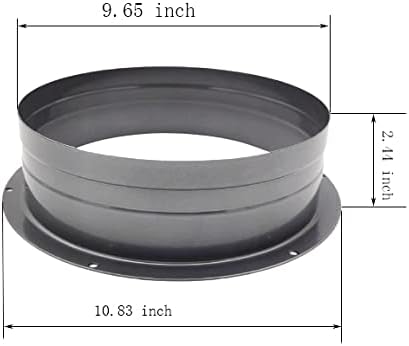 Duct Connector Flange Metal Straight Pipe Flange for Heating Cooling Ventilation System 10 Inch (9.65inch)