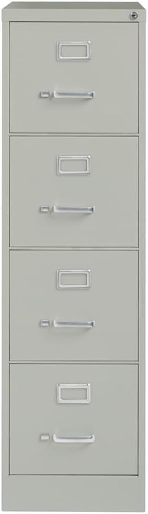 Scranton & Co 52" x 26.5" Modern Metal Letter Vertical Filing Cabinet with 4 Drawers & Core-Removable Lock, Fully Assembled Steel Construction, in Light Gray Finish