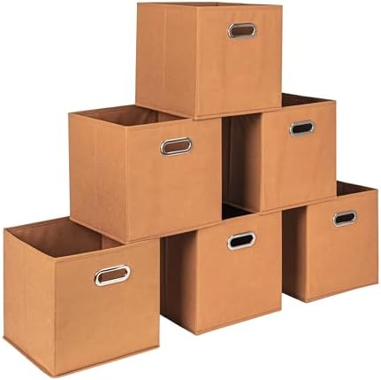 Household Essentials Fabric Storage Bins 6 Piece Set, Terracotta Color by HouseholdEssentials