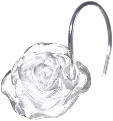 Clear Rose Shower Curtain Hooks: Cute Flower Bathroom Curtain Rings by PopKozzi
