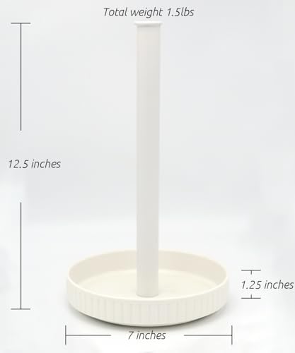 Paper Towel Holder Countertop, Ceramic Base, Fits Double to Family Rolls - Image 3