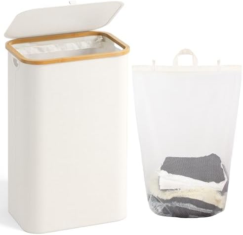 Bathola Laundry Hamper with Lid, Laundry Basket with Removable Bag by Bathola