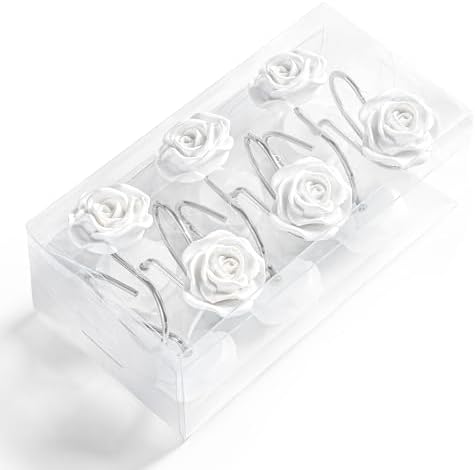 Cute Rose Floral Shower Curtain Hooks Rings - Image 2