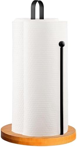 Wood Paper Towel Holder Countertop, TONLEA Kitchen Paper Towel Holder by TONLEA