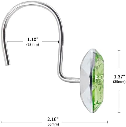 Sage Diamond Crystal Bling Shower Curtain Hooks Rings - Image 5