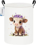 Round Cute calf Laundry Hamper Waterproof Fabric Home Storage by Unknown
