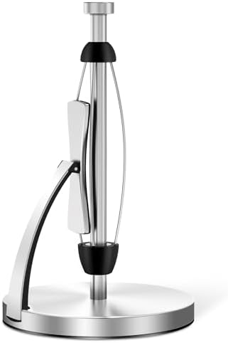 VEHHE Silver Paper Towel Holder Countertop, Spring Activated Arm by VEHHE