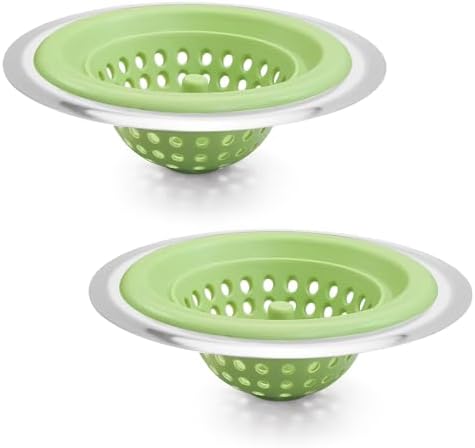 Silicone Strainer for Kitchen Sink, 2 Pack, Stainless Steel Reinforced by TEVLAUXO