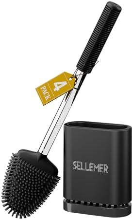 Sellemer Silicone Toilet Brush, Ventilation Slots Base Holder 4 Pack by Sellemer