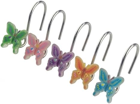 Two Fish Home Fashions Set of 12 Decorative Butterfly Shower Curtain Hooks - Image 6