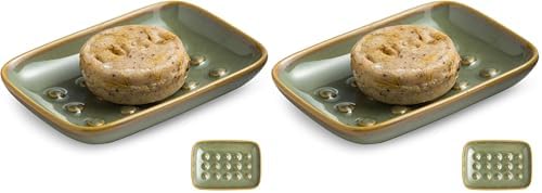 Soap Dish for Shower, Ceramic Soap Dish for Large Soap Bars, Non-Slip Soap by Miamolo