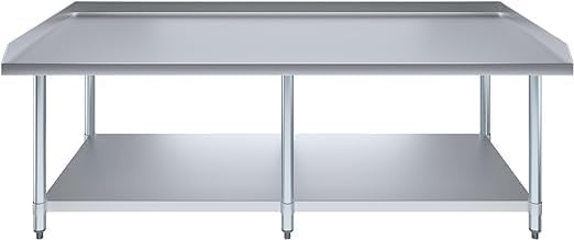 Stainless Steel Equipment Grill Stand with Adjustable Undershelf | Heavy Duty 18-Gauge Top | NSF Certified for Kitchens, Utility Rooms & Catering (72" x 30")