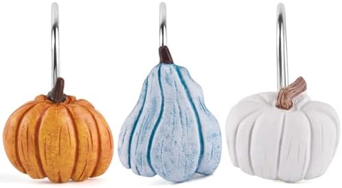 Autumn Decorative Shower Curtain Hooks 12PCS Pumpkin Shower Curtain Rings by EVOOKA