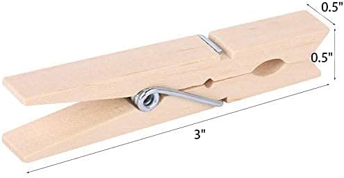 100pcs Clothes Pins Wooden Clothespins 3inch Heavy Duty Wood Clips - Image 4