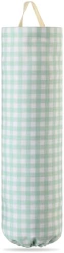 Gingham Plastic Bag Holder for Grocery Bag, Mint Green by Unknown
