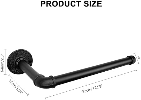Industrial Iron Pipe Kitchen Paper Towel Holder, Vintage Farmhouse Heavy Duty - Image 2
