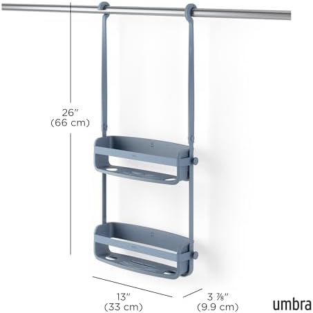 Umbra Flex Shower Caddy, Hanging 2 Shelves Bathroom Organizer, Slate Blue - Image 3