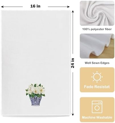 Blue and White Porcelain Chinoiserie Kitchen Towels Set of 4 - Image 5