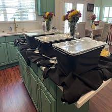 Chafer Wind Guard 4 Pack - Decorative Chafing Dish Wind Guard - Flame Retardant Polyester Buffet Food Warmer Sterno Covers - Washable Reusable for Weddings, Events, Parties - Catering Supplies - Black