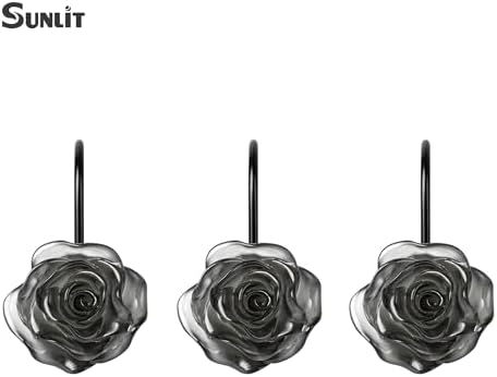 Sunlit Rose Shower Curtain Hooks, Home Decorative Flower Shower Curtain Rings - Image 2