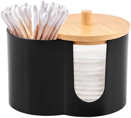 Cotton Swab & Pad Holder with Dustproof Lid, Dual-Compartment Organizer by Unknown