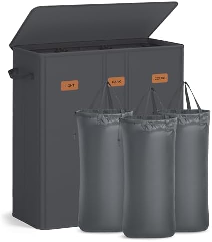 SONGMICS 160L Laundry Hamper, 4-Compartment Laundry Sorter by Unknown