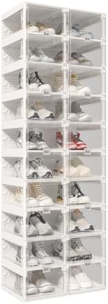 ANTBOX Collapsible Shoe Boxes Clear Plastic Stackable, Quick Setup Drop Front by ANTBOX