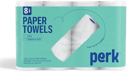 Perk Choose-A-Size Paper Towels, 116 Sheets/Roll, 8 Rolls Pack – Highly by Perk