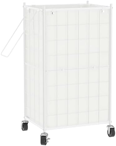 WOWLIVE Rolling Laundry Basket, Metal Wire Frame Laundry Hamper by WOWLIVE