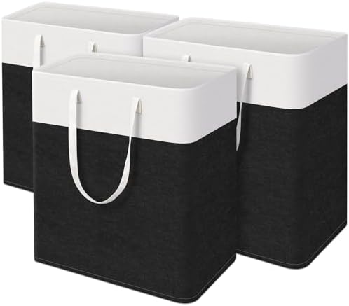 TasticTotes Laundry Basket 3-Pack, Laundry Hamper, 125L-Black by Unknown