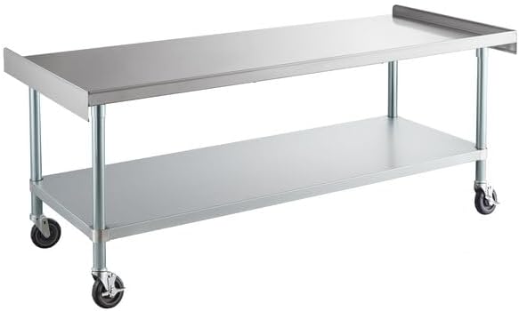 Stainless Steel Equipment Stand, 30x72 Inch, 16 Gauge, with Galvanized Undershelf, NSF Listed, Mobile with 5 Inch Casters