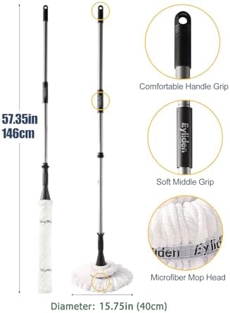 Eyliden Mop with 2 Reusable Microfiber Heads, Easy Wringing Twist Mop - Image 5